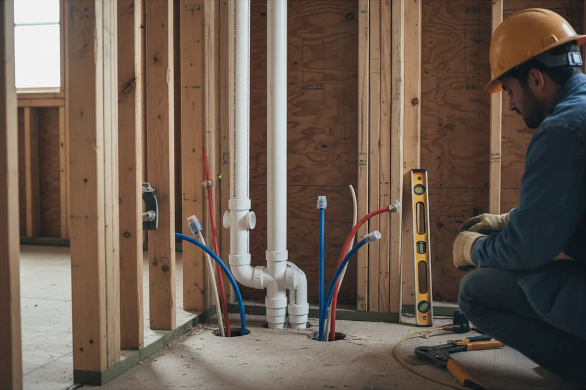 Drain and supply rough-in during Drain Cleaning in California